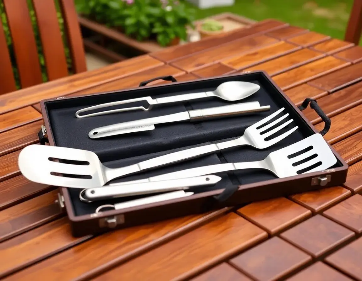 Set d'ustensiles de grillade et BBQ en acier inoxydable