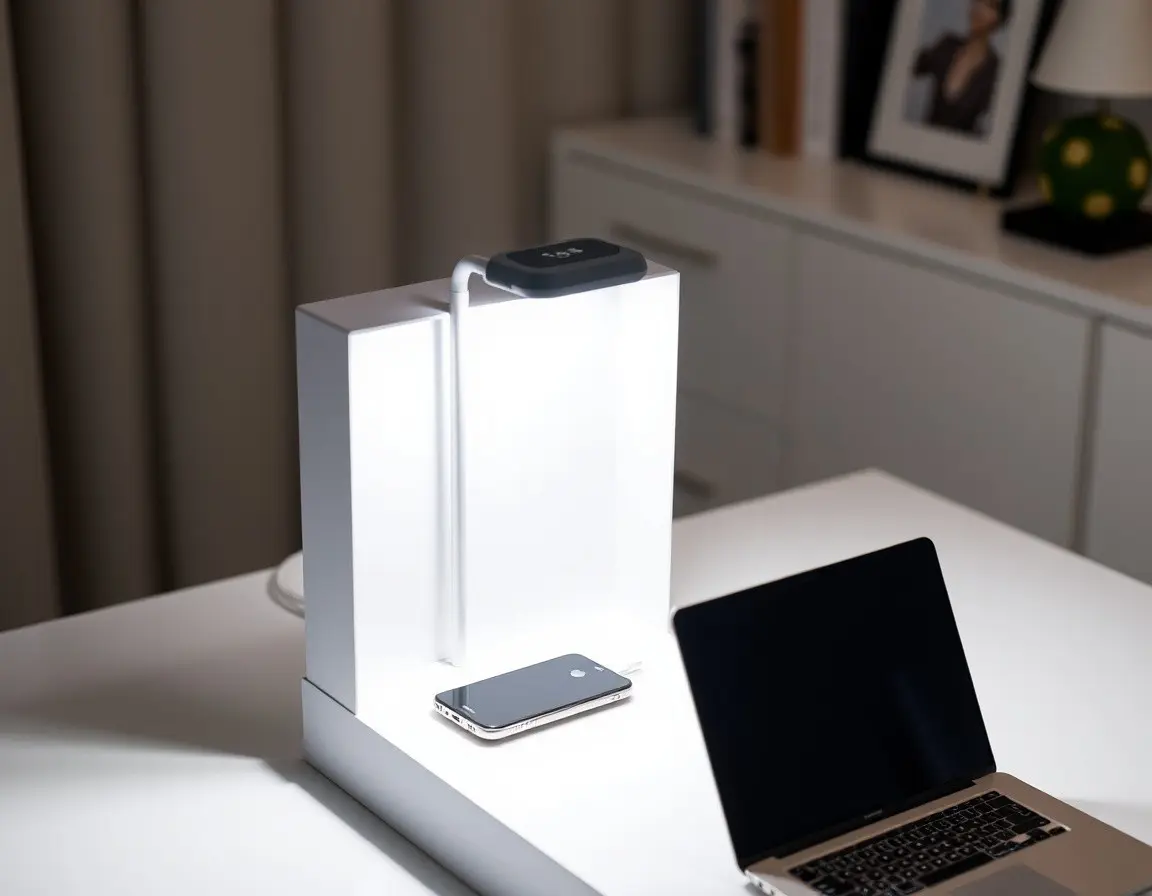 Lampe de bureau intelligente avec chargement sans fil pour téléphone