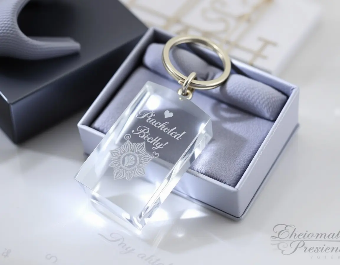 Porte-clés en Cristal Gravé