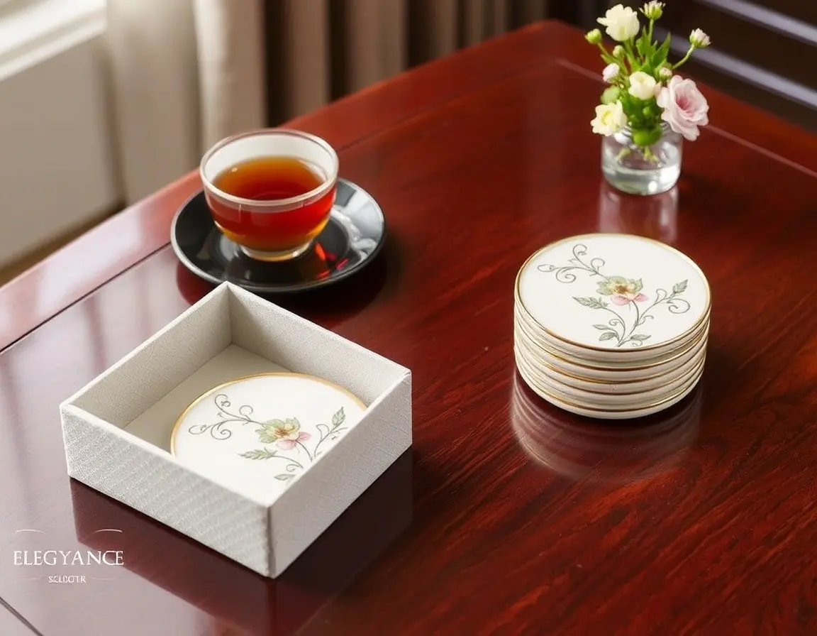 Ensemble de Sous-verres en Céramique Peints à la Main