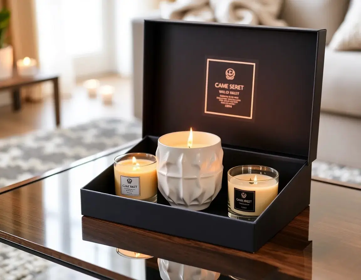 Coffret de bougies parfumées de luxe avec support élégant