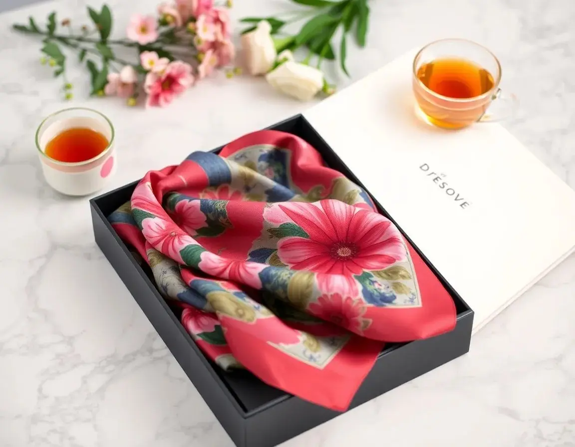 Écharpe de Luxe en Soie à Imprimé Floral