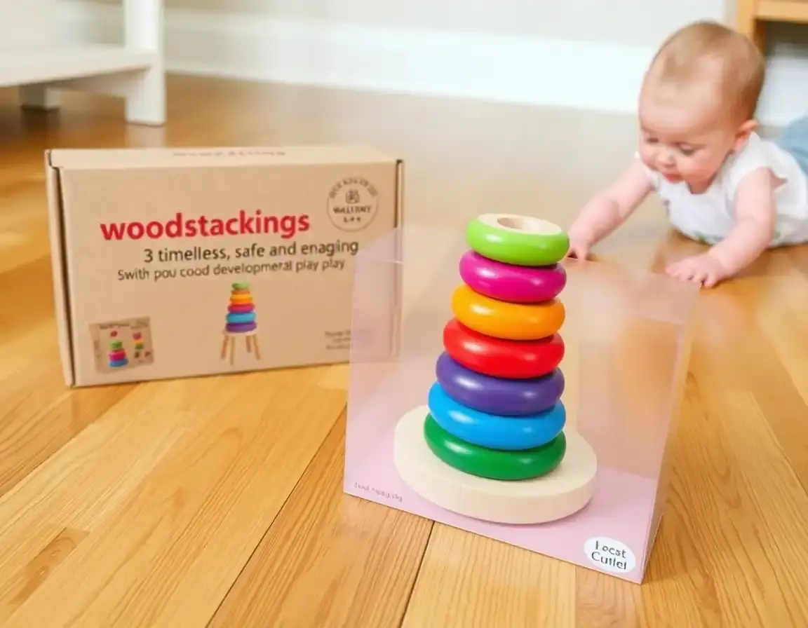 Jouet Classique Anneaux à Empiler en Bois