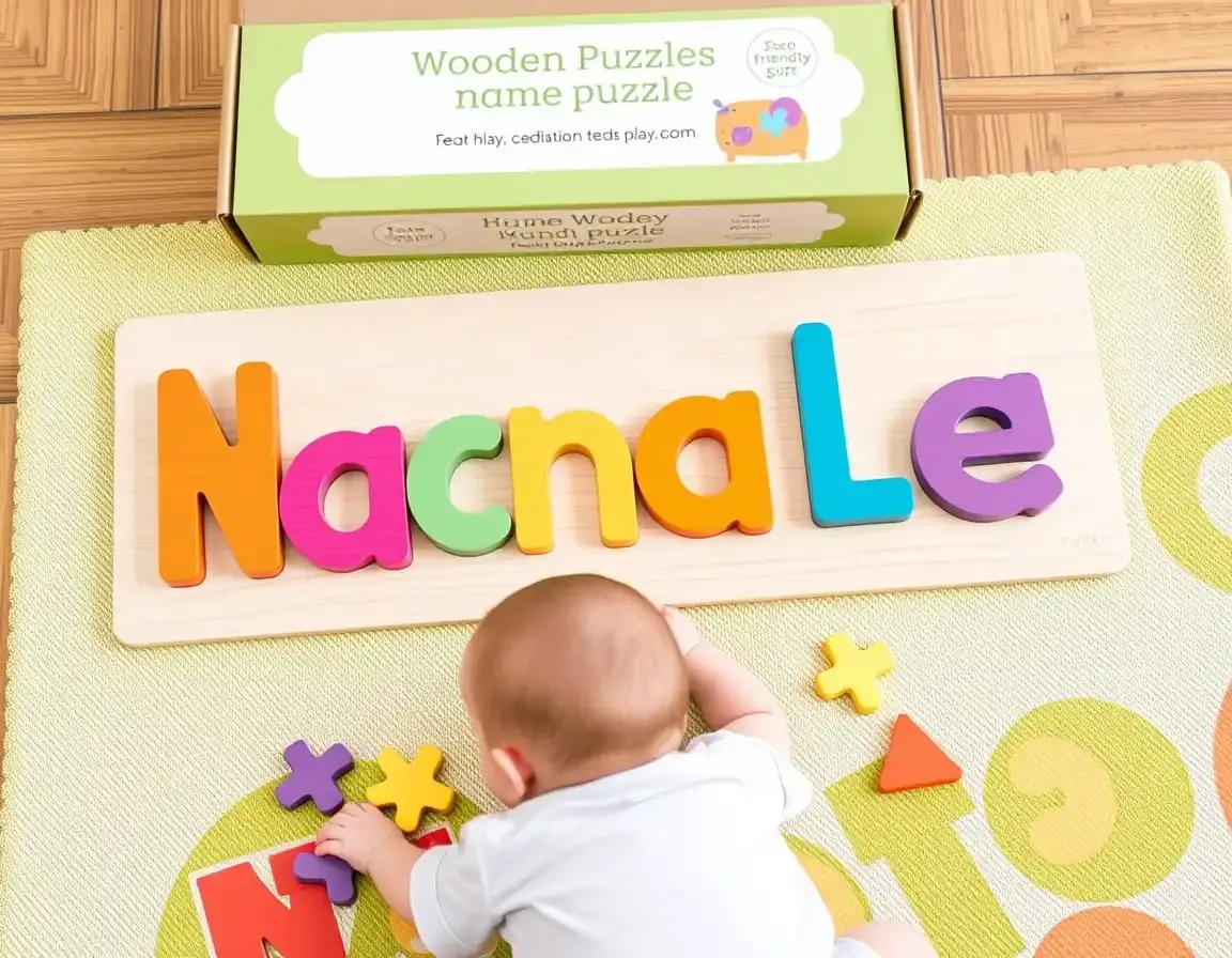 Puzzle en bois personnalisé avec le nom du bébé