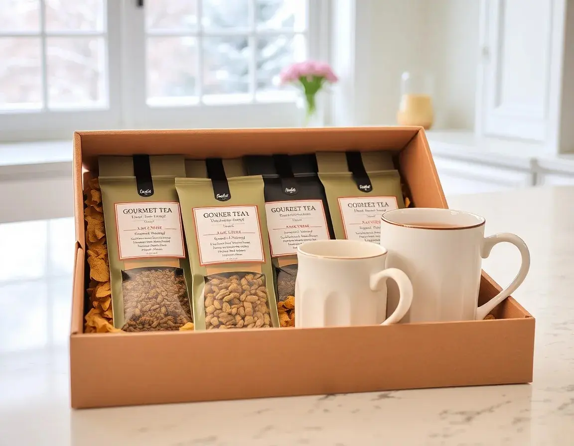 Collection de thés gourmands avec mugs