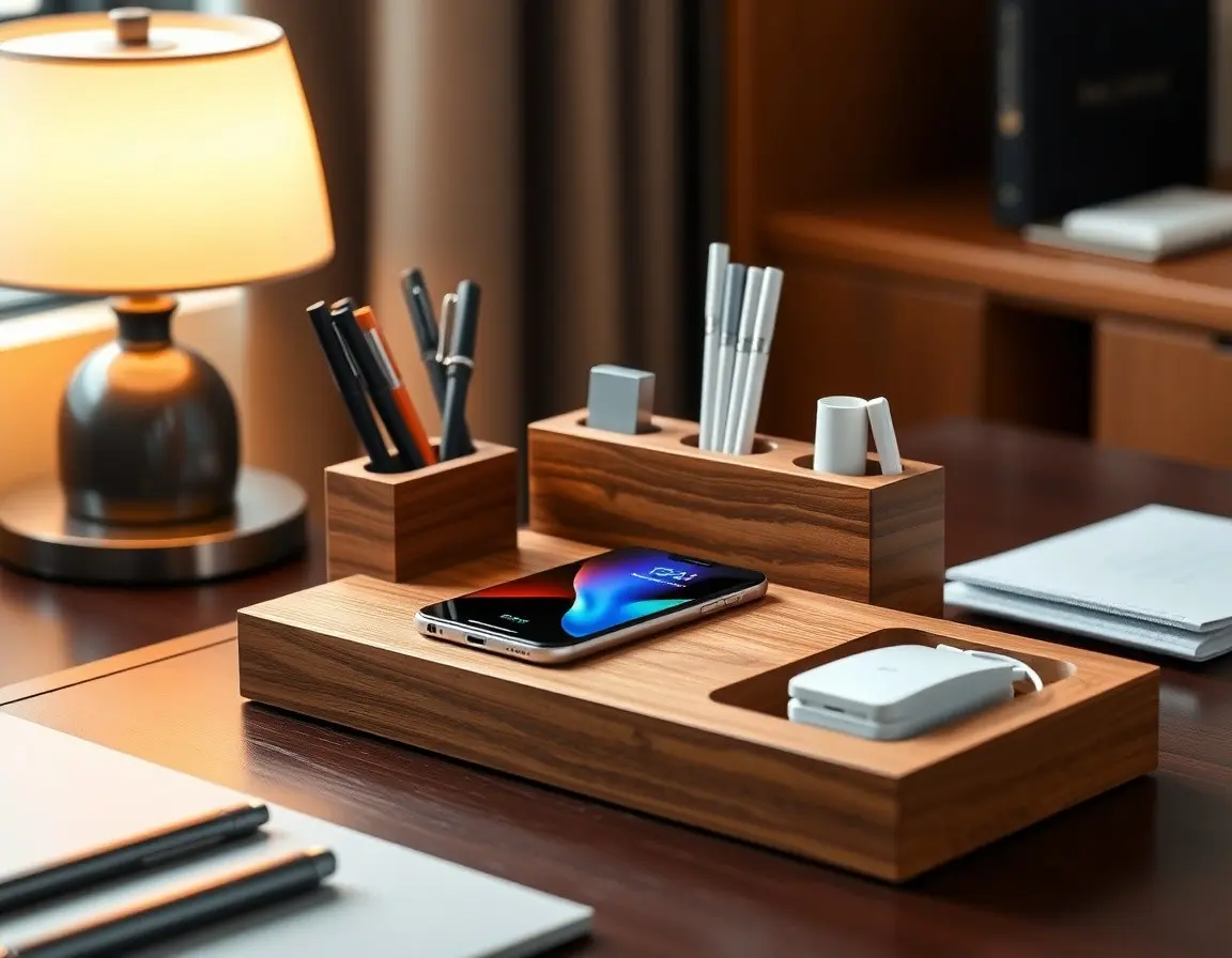 Organisateur de bureau exécutif et chargeur sans fil