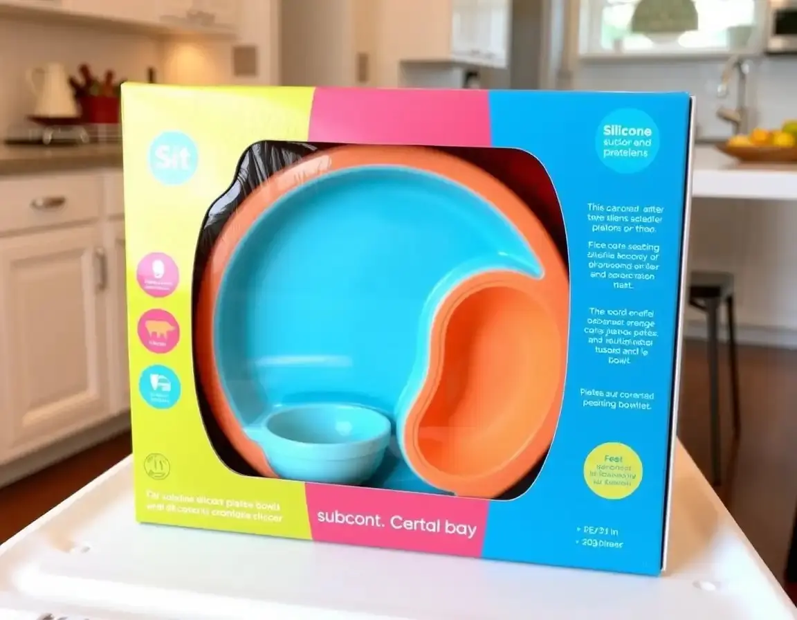 Kit Repas en Silicone Alimentaire à Succion pour Bébé
