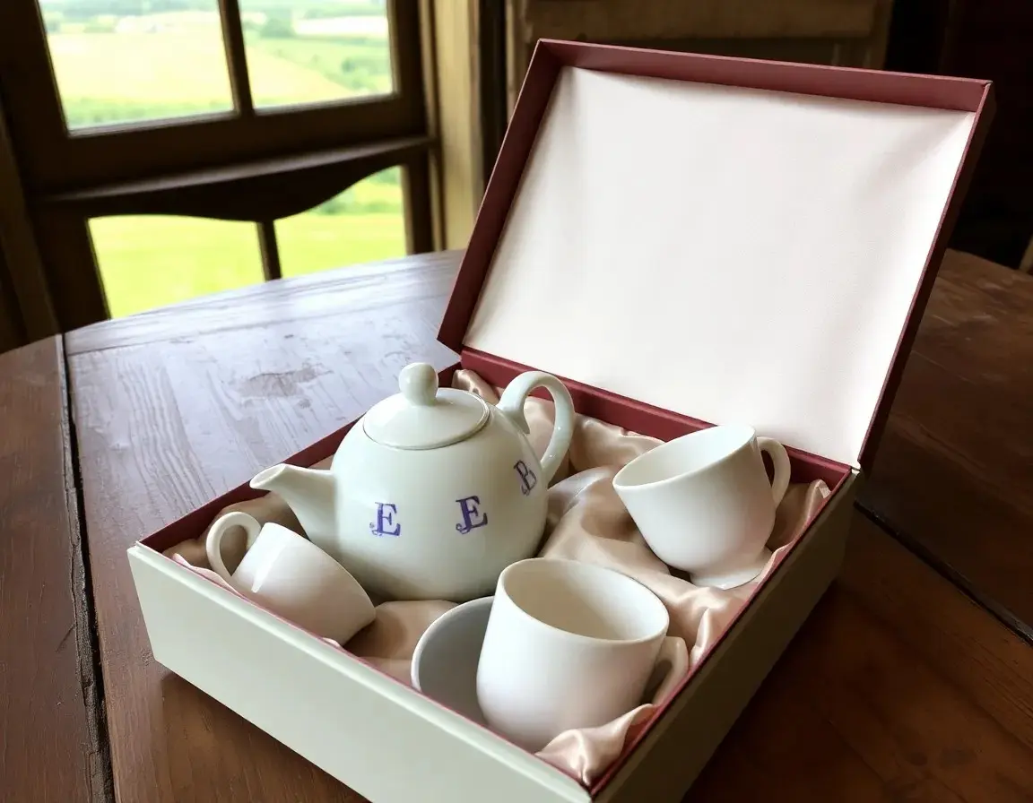 Service à Thé en Céramique avec Bordure Dorée