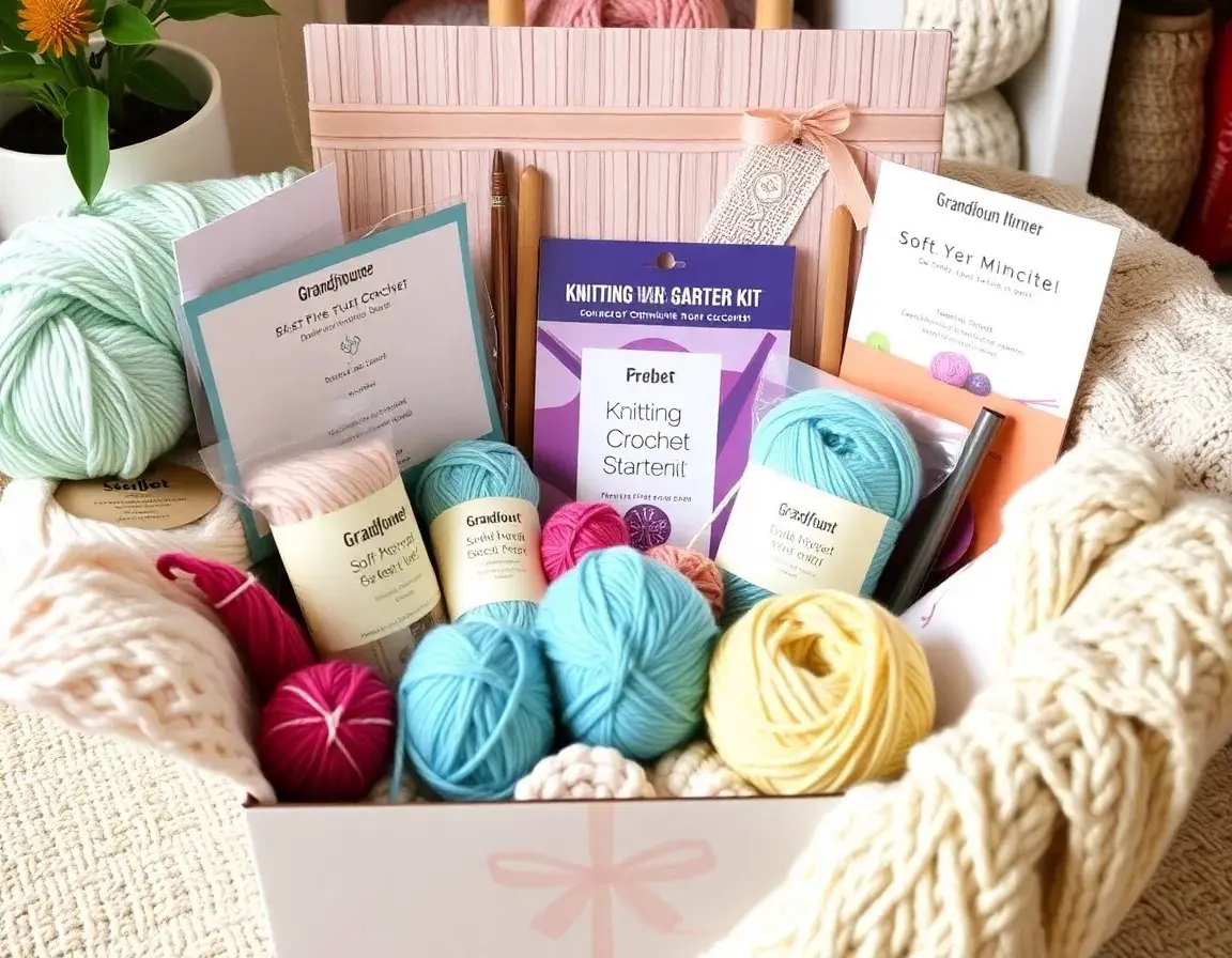 Kit de démarrage tricot/crochet avec laine