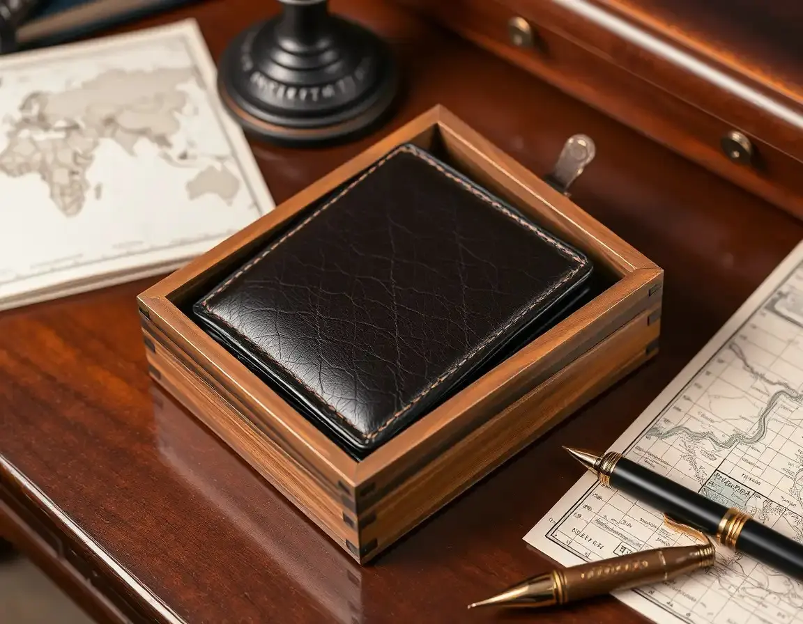 Portefeuille en cuir véritable avec blocage RFID