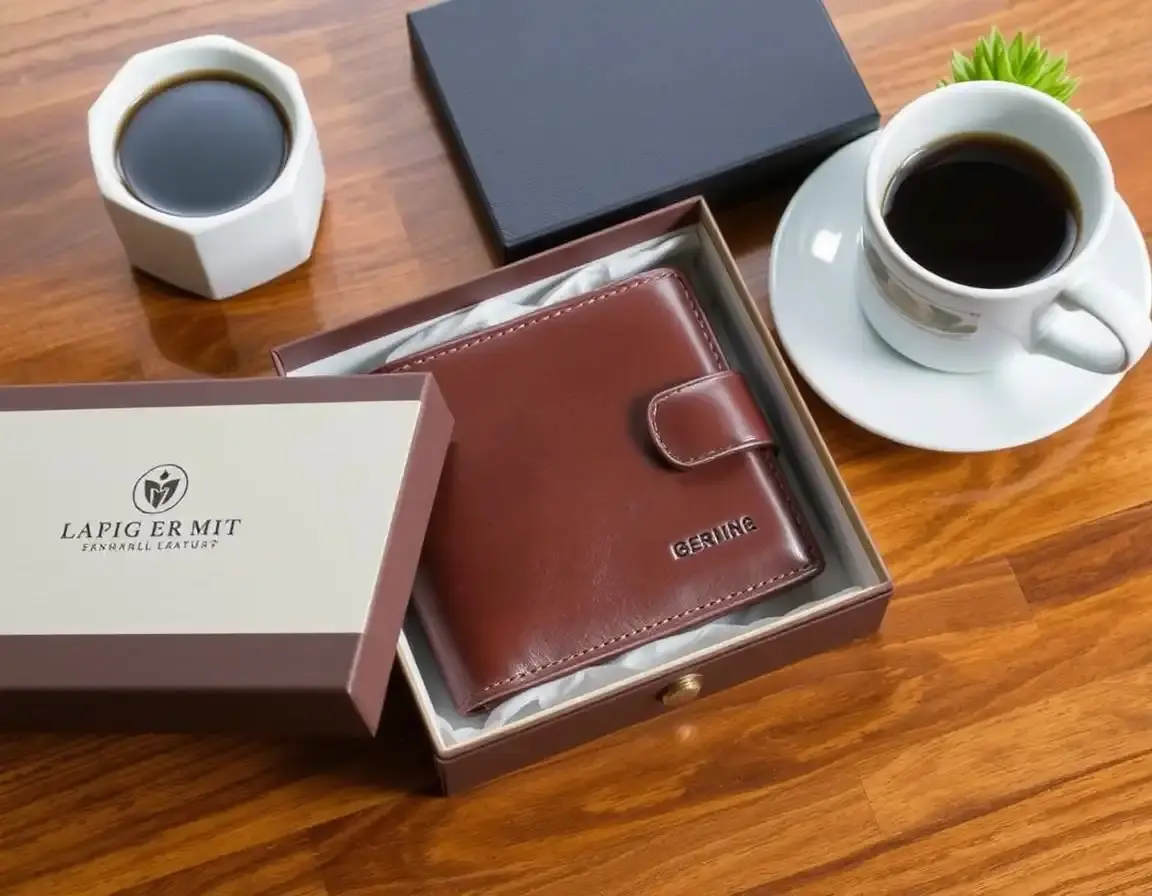 Portefeuille Pliant en Cuir Véritable