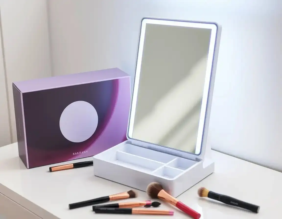 Miroir de maquillage LED intelligent avec organiseur