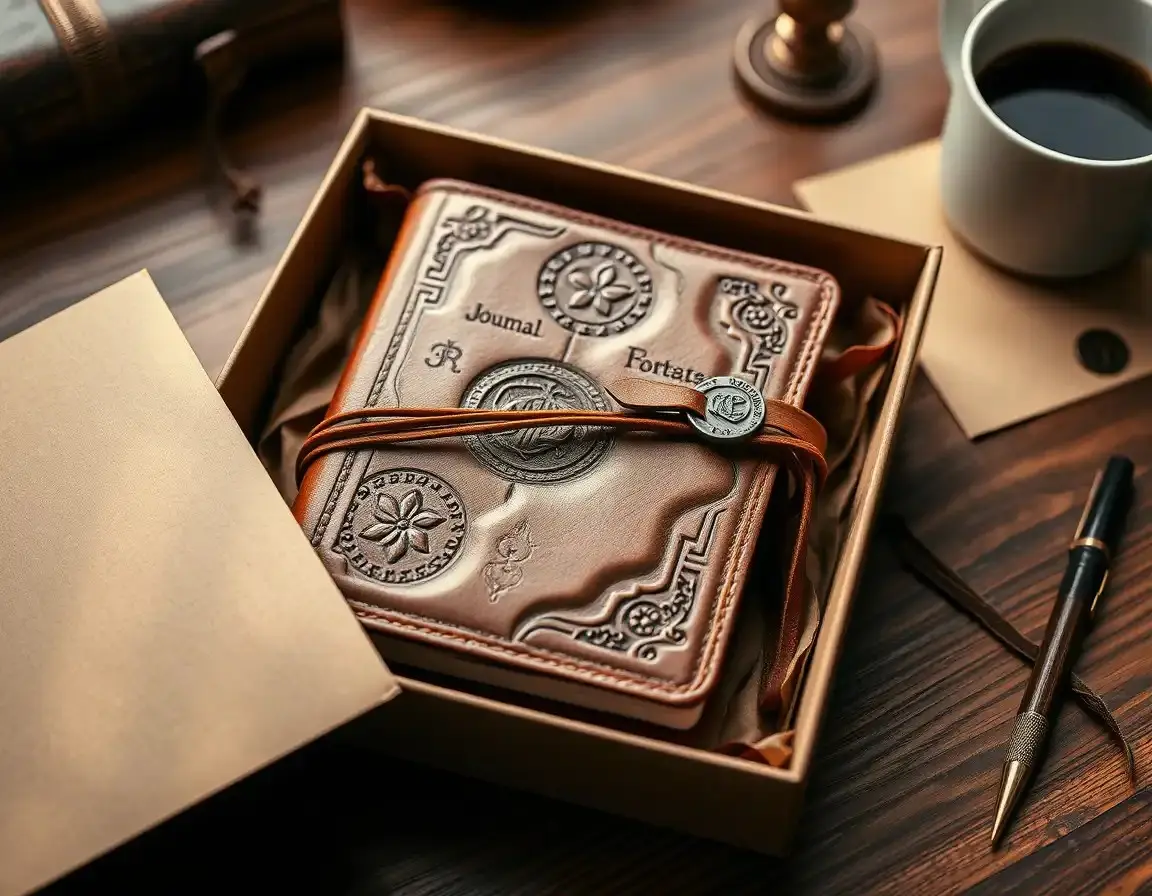 Journal en cuir véritable fait main