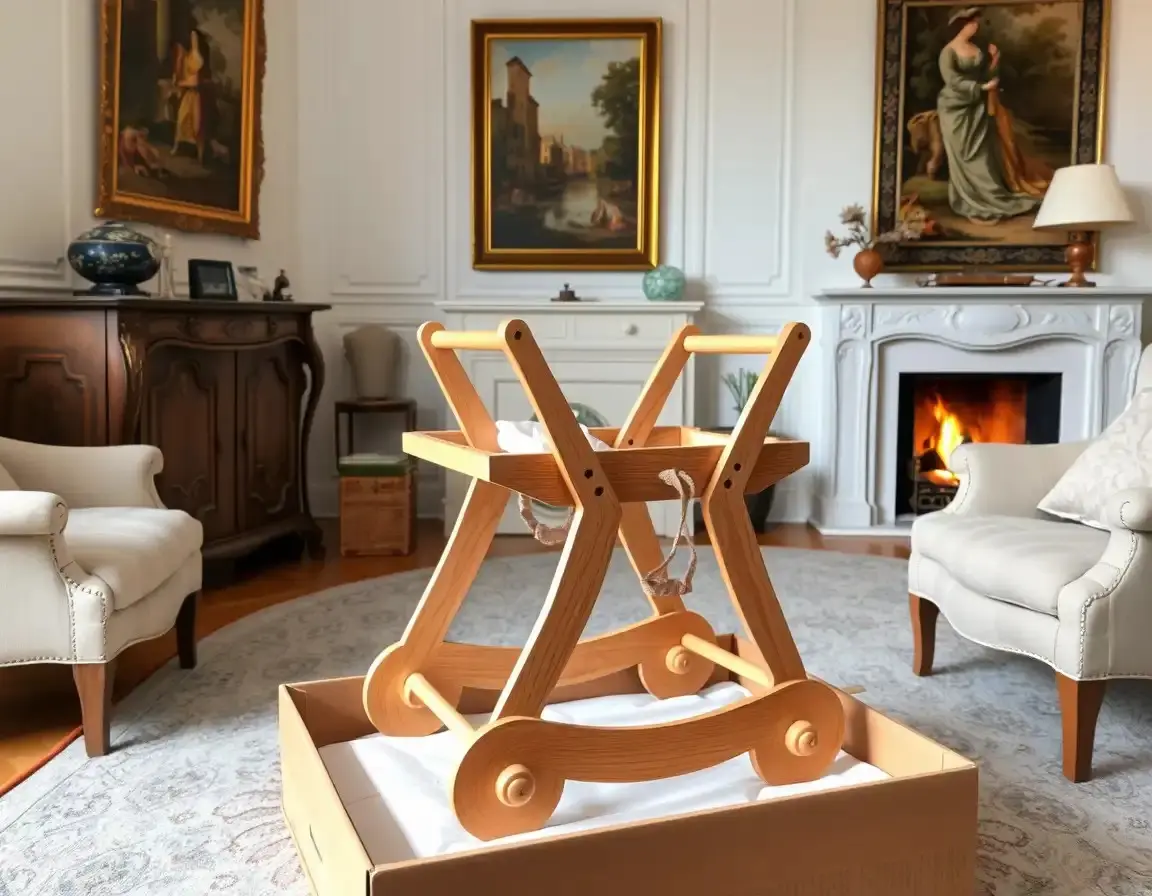 Chariot de marche en bois