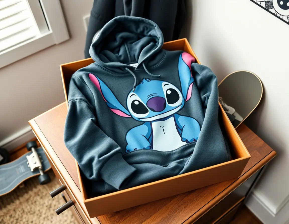 Sweat à capuche à imprimé graphique Stitch