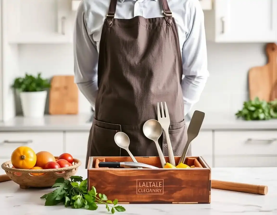 Tablier de Cuisine de Qualité Professionnelle et Ensemble d'Ustensiles