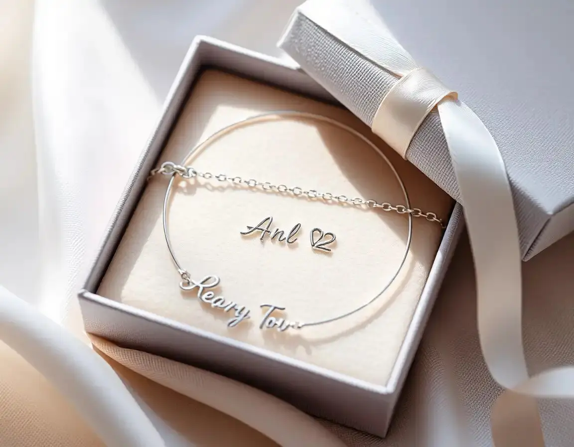 Bracelet en Argent Sterling Gravé et Personnalisé