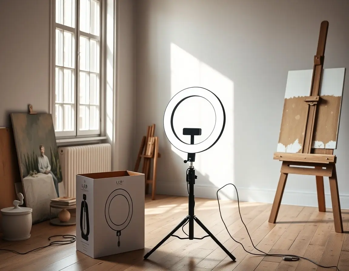 Anneau lumineux LED avec trépied