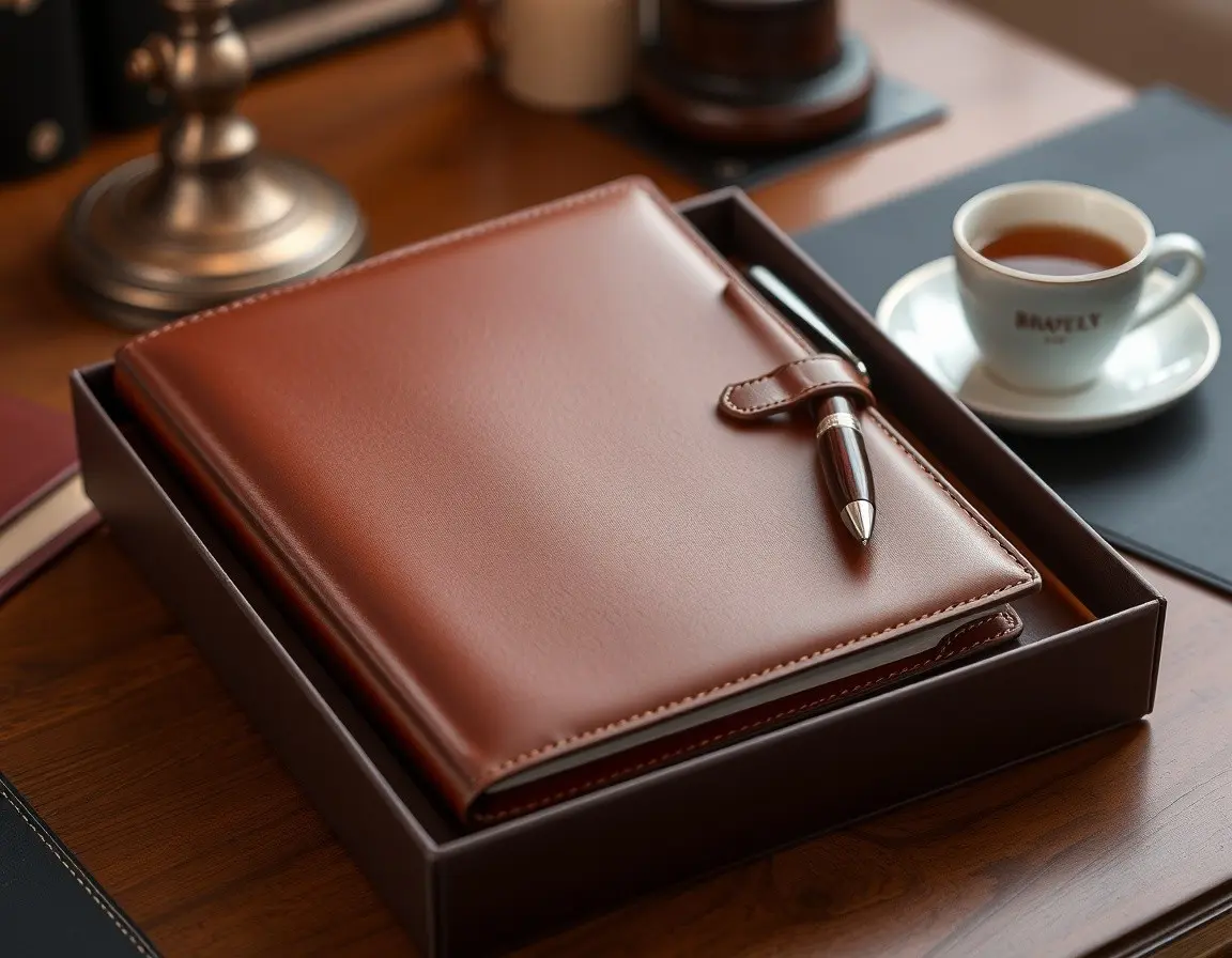 Carnet en Cuir Exécutif et Stylo de Luxe