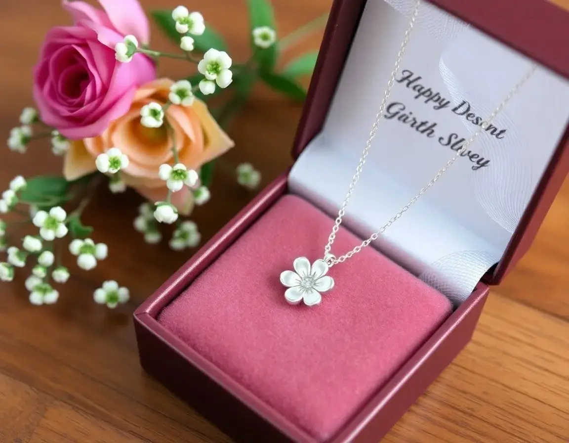 Collier Pendentif Fleur en Argent Sterling