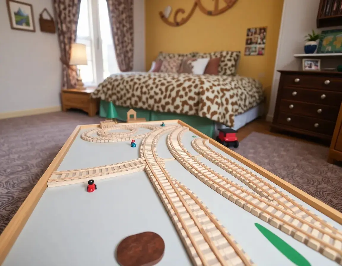 Table de train en bois pour enfant