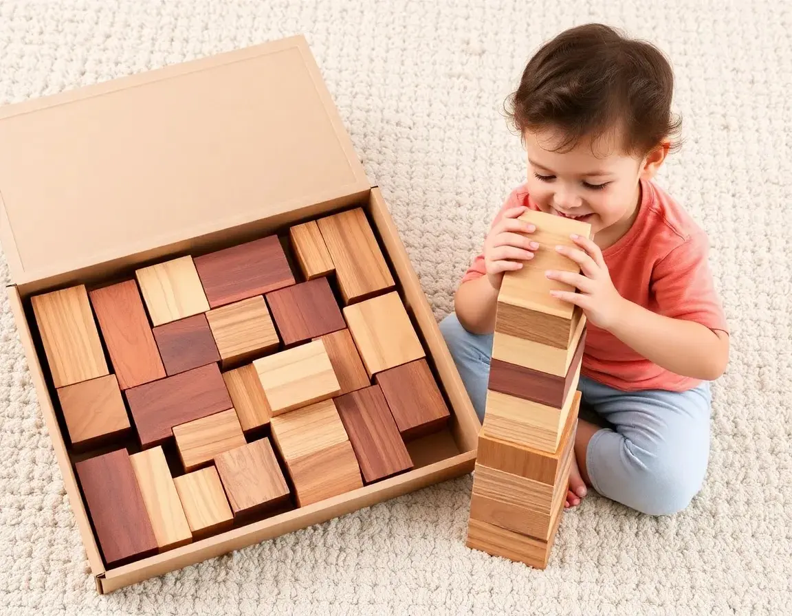 Grand set de blocs de construction en bois pour tout-petit
