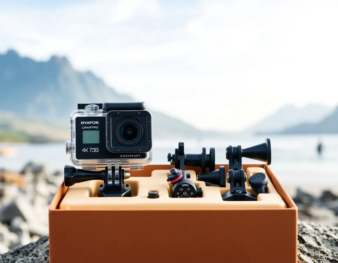 Caméra d'Action 4K Étanche avec Accessoires