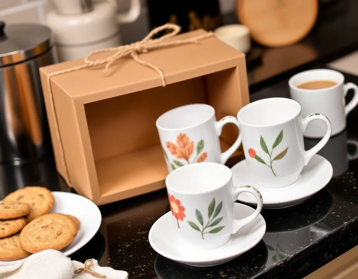 Set de Tasses à Café en Céramique Peintes à la Main