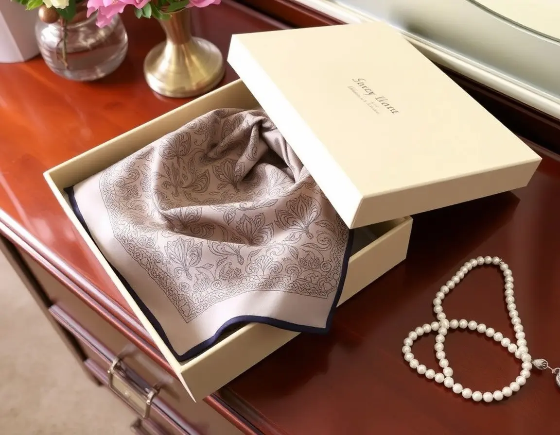 Grand Foulard Carré en Soie Imprimé Artistique