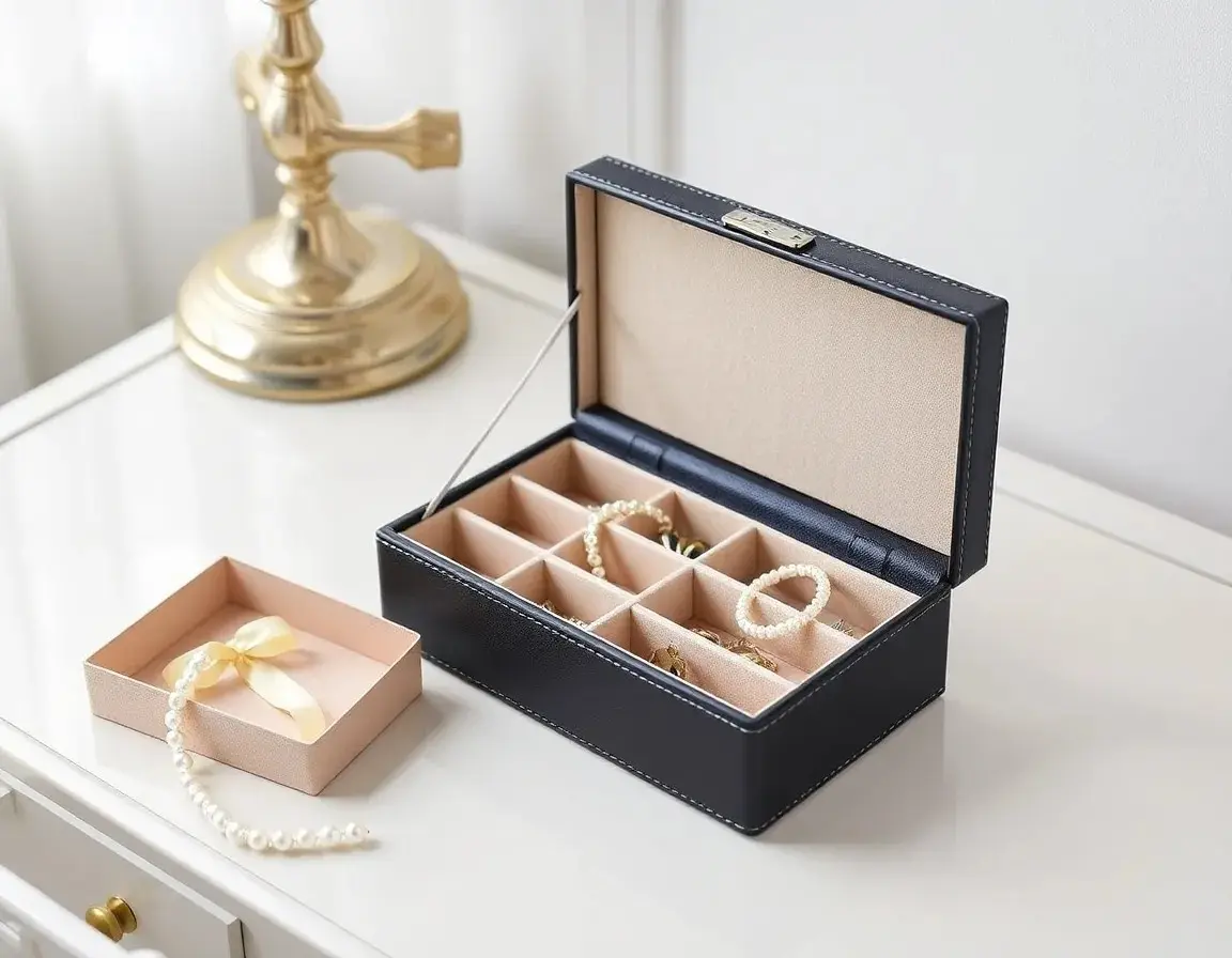 Boîte à bijoux en cuir PU