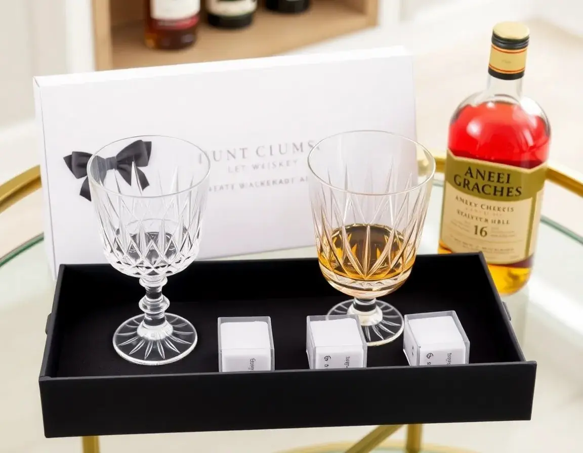 Ensemble de verres et de pierres à whisky