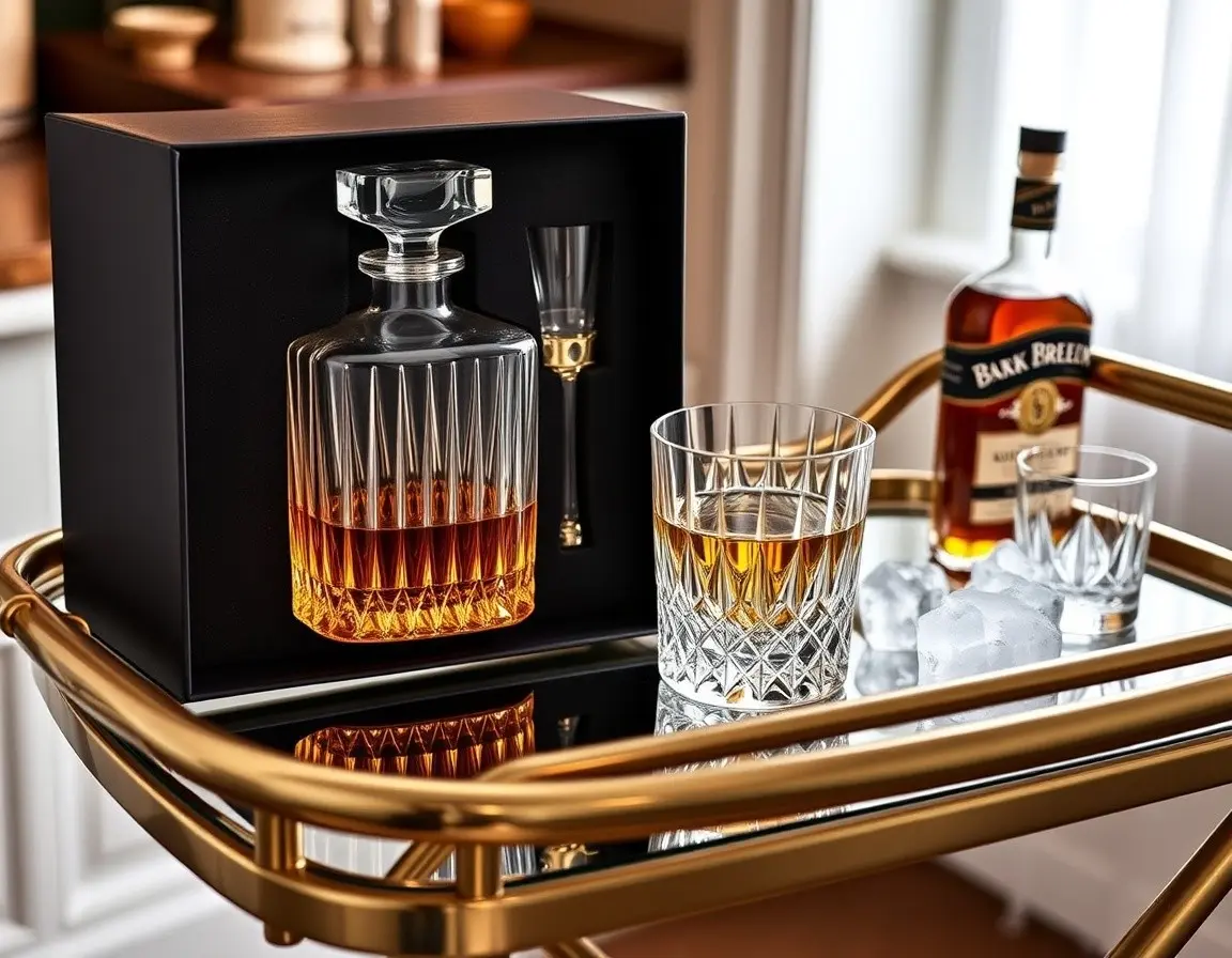 Ensemble Carafe et Verres à Whisky en Cristal