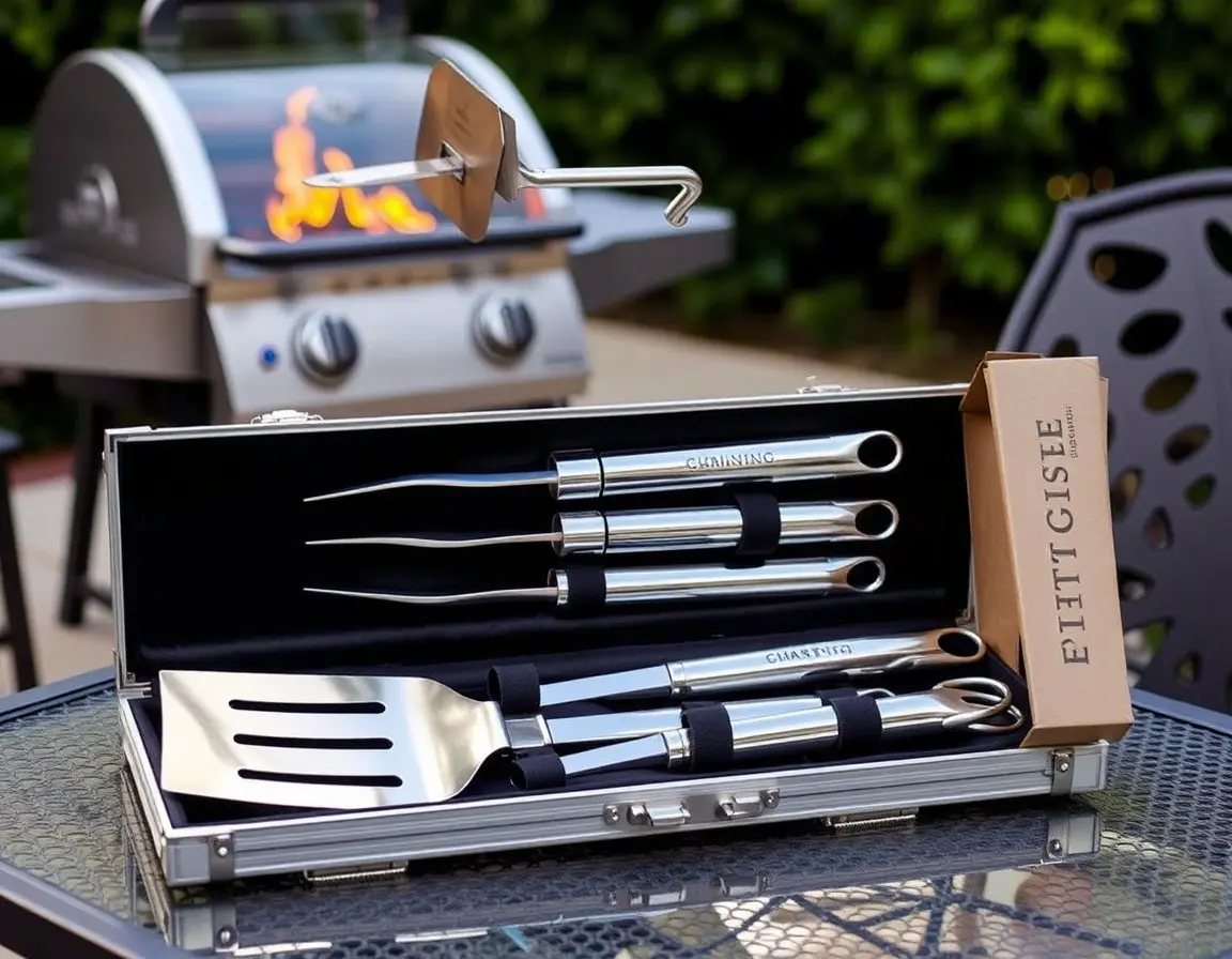 Set d'Ustensiles de Barbecue en Acier Inoxydable