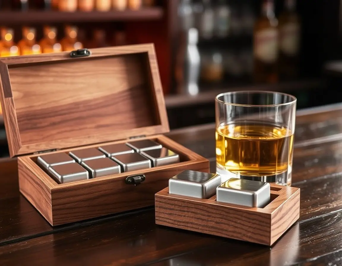 Set de Pierres à Whisky en Acier Inoxydable