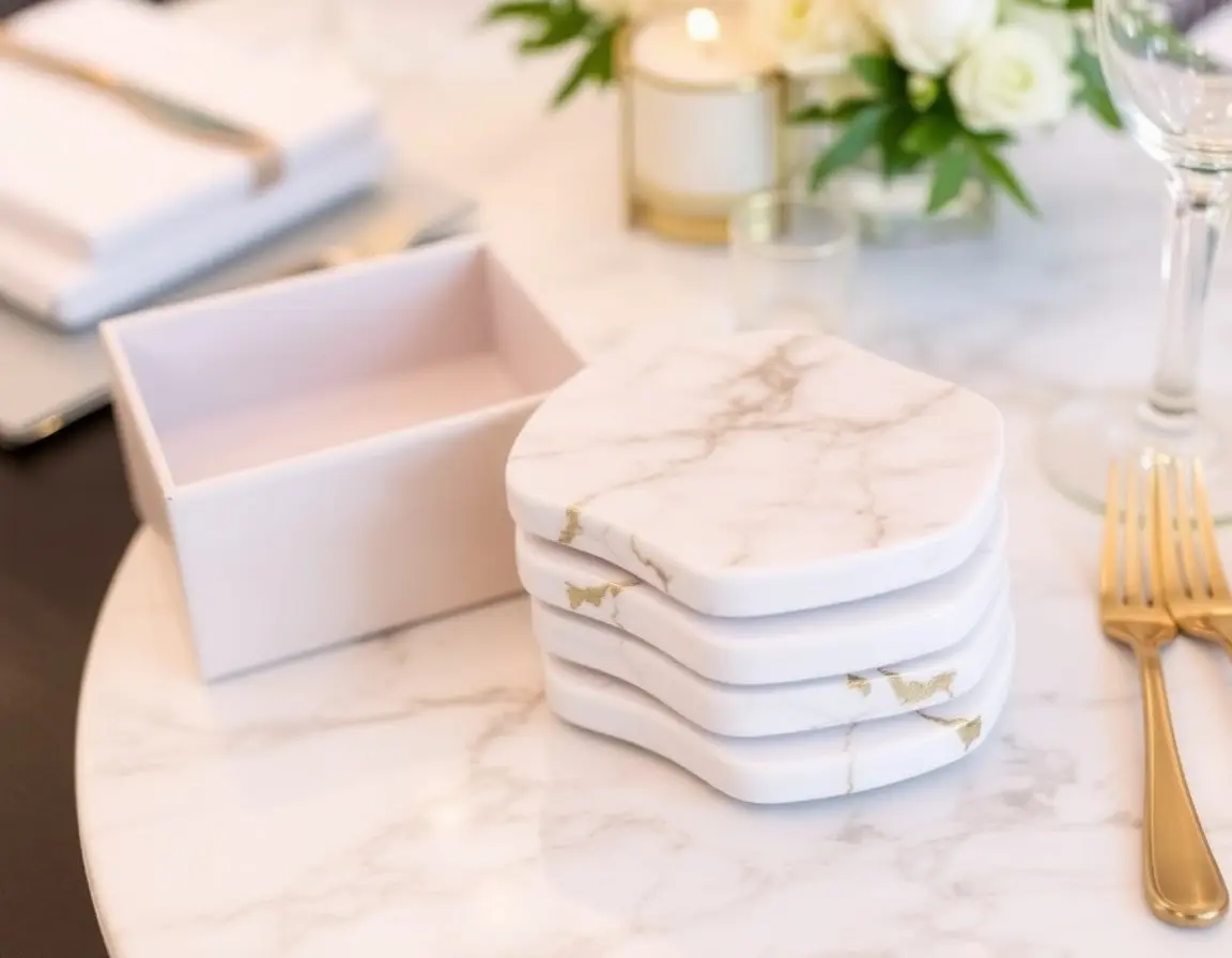 Ensemble de Sous-Verres en Marbre Élégant