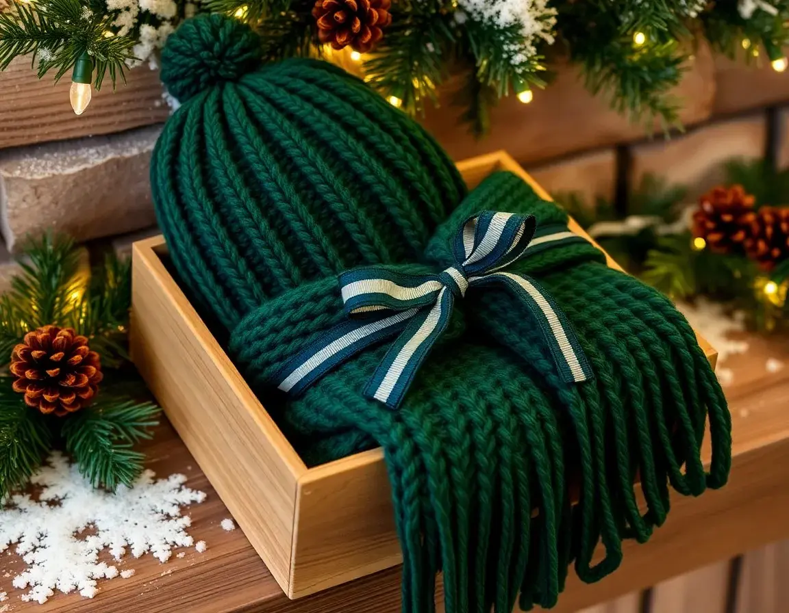 Ensemble bonnet et écharpe tricotés