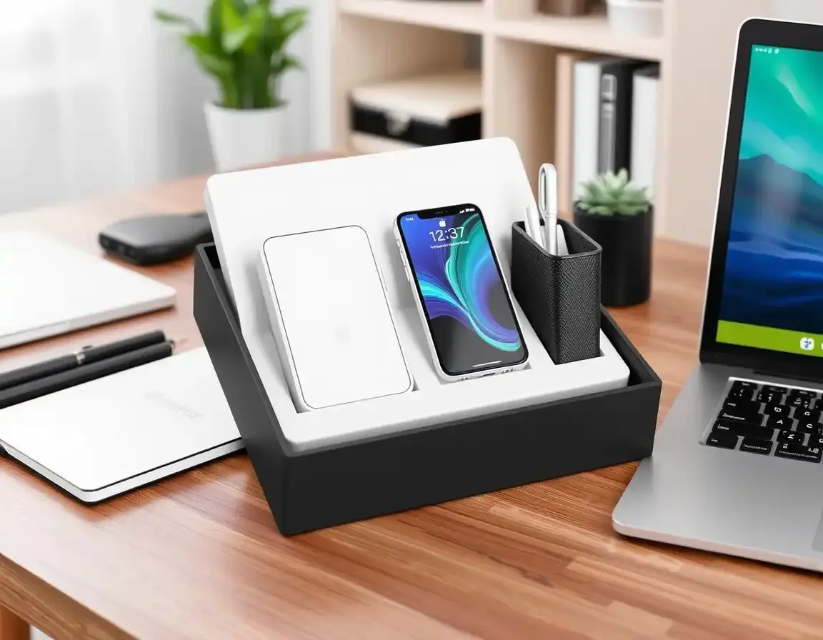 Station de charge sans fil et organiseur de bureau