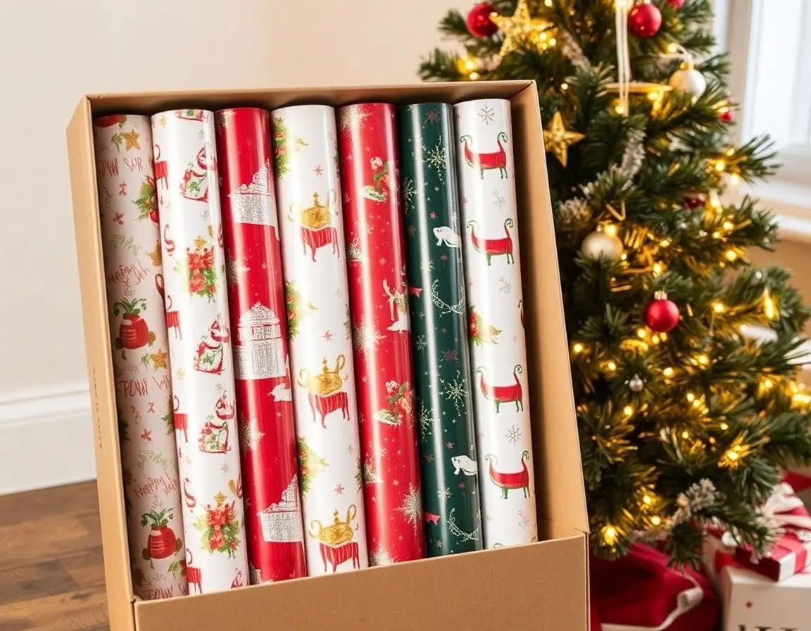 Papier Cadeau Premium Paillettes et Feuille Métallique (6 Rouleaux)