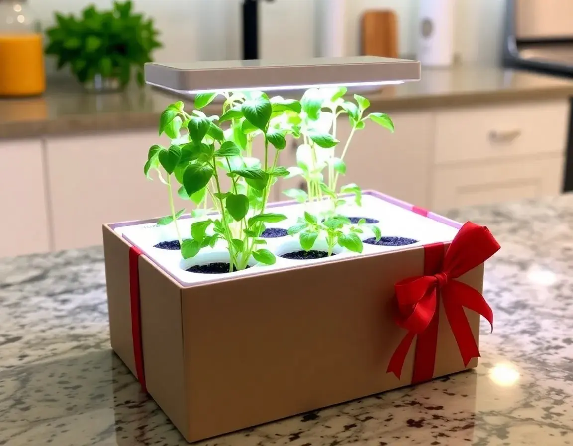 Kit de jardin d'herbes aromatiques d'intérieur avec lumière LED