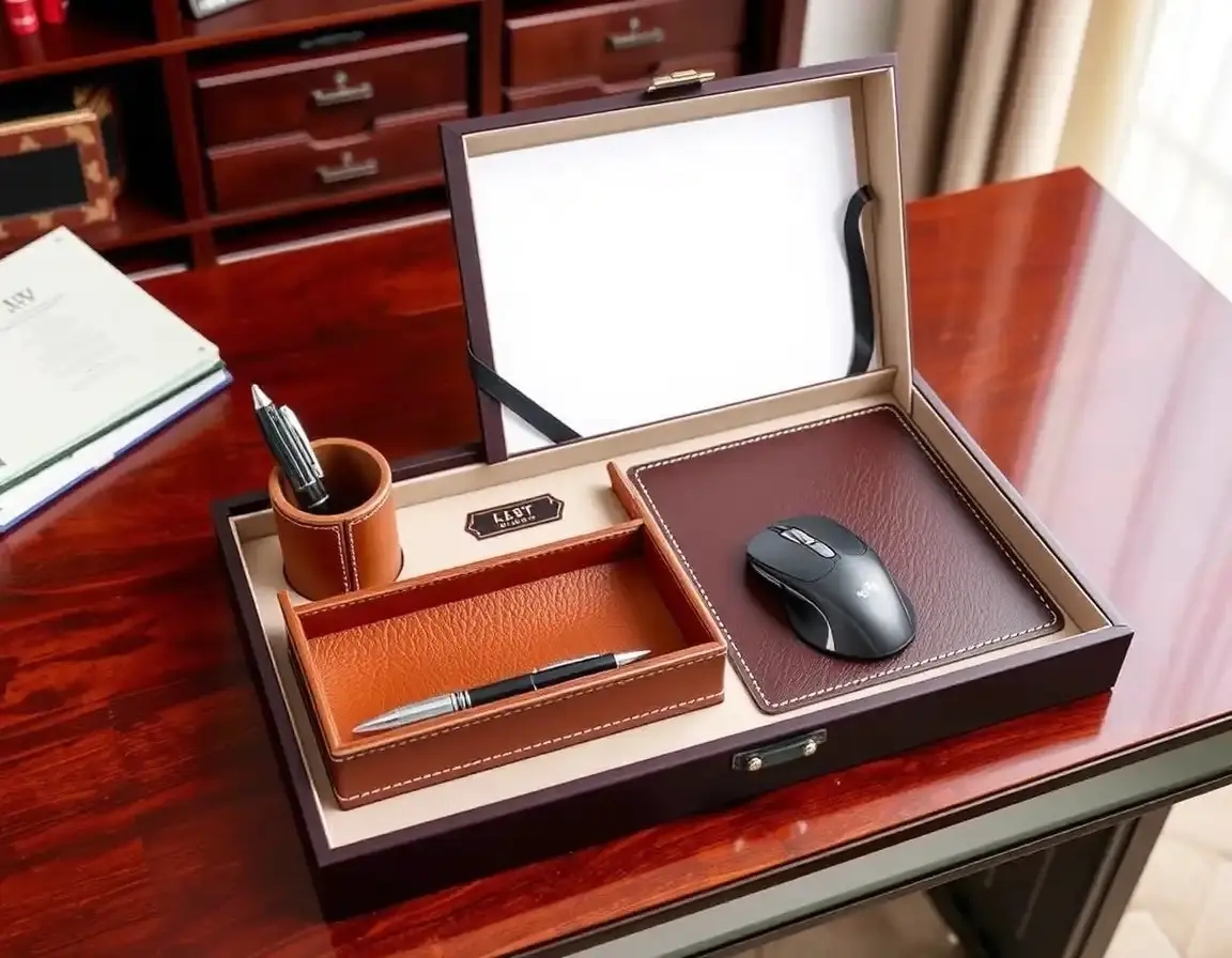 Organisateur de Bureau en Cuir