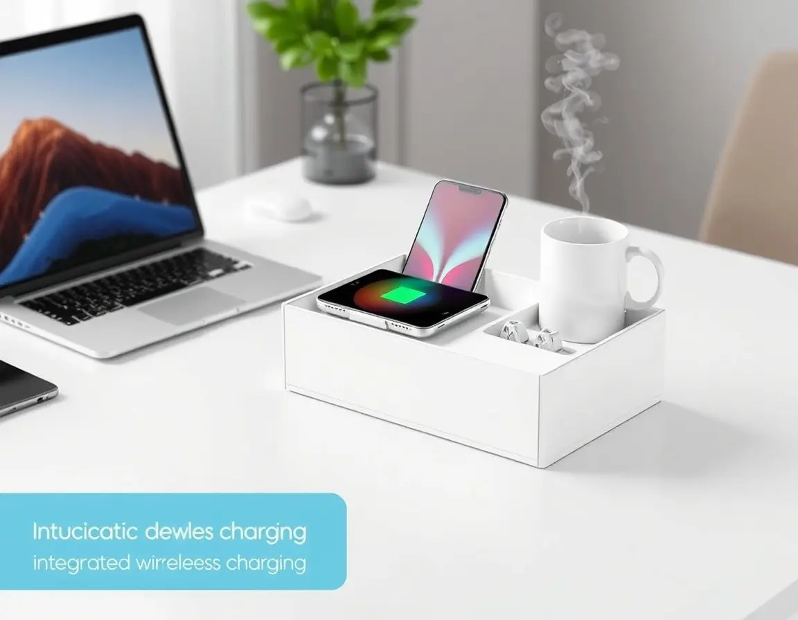 Organisateur de bureau avec chargeur sans fil