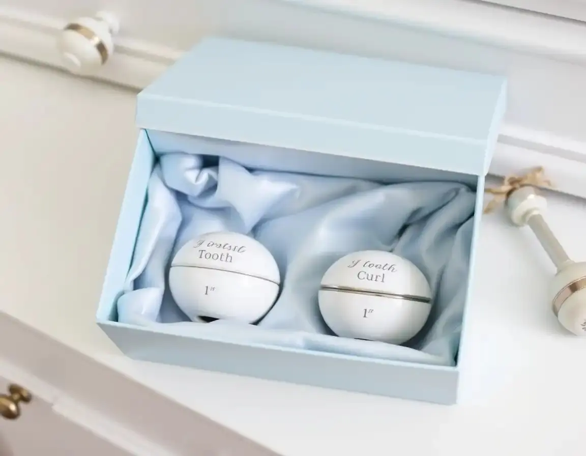 Boîte à souvenirs porcelaine dent et mèche