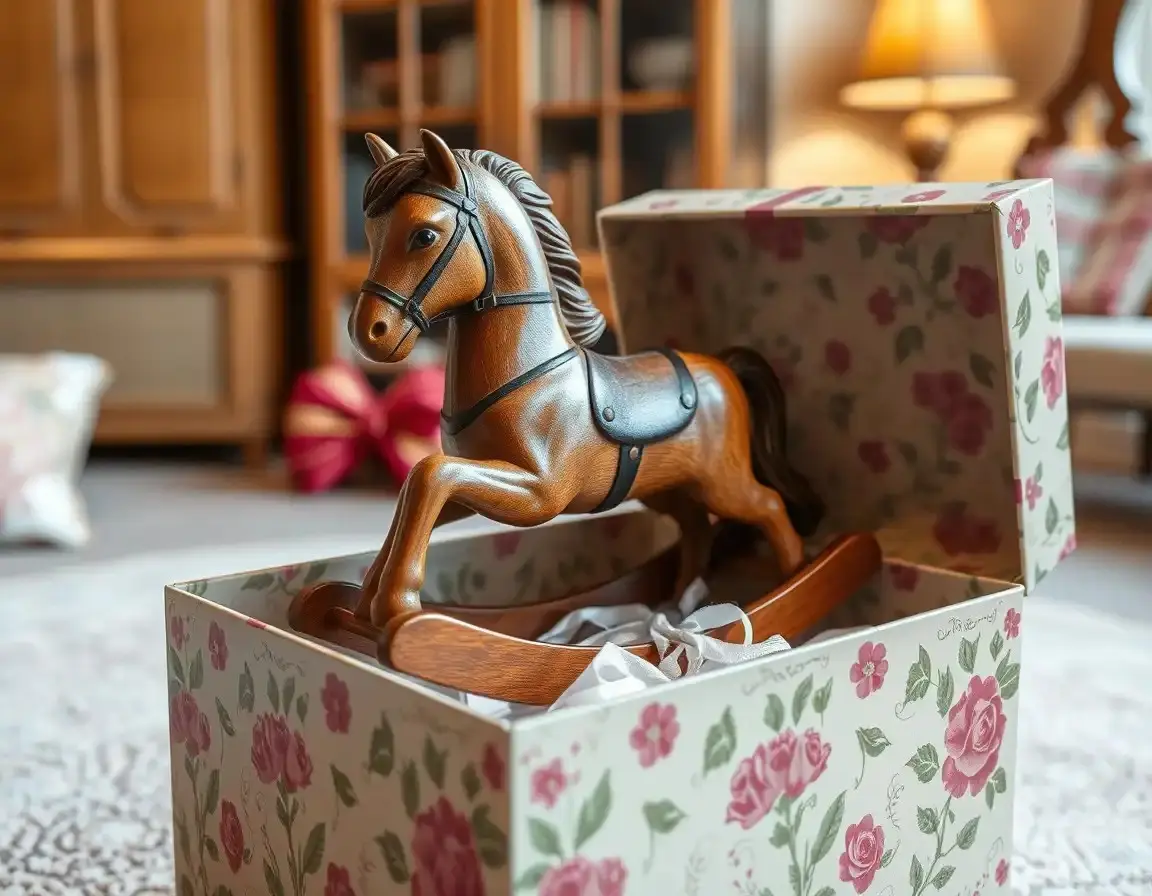 Cheval à bascule décoratif en bois