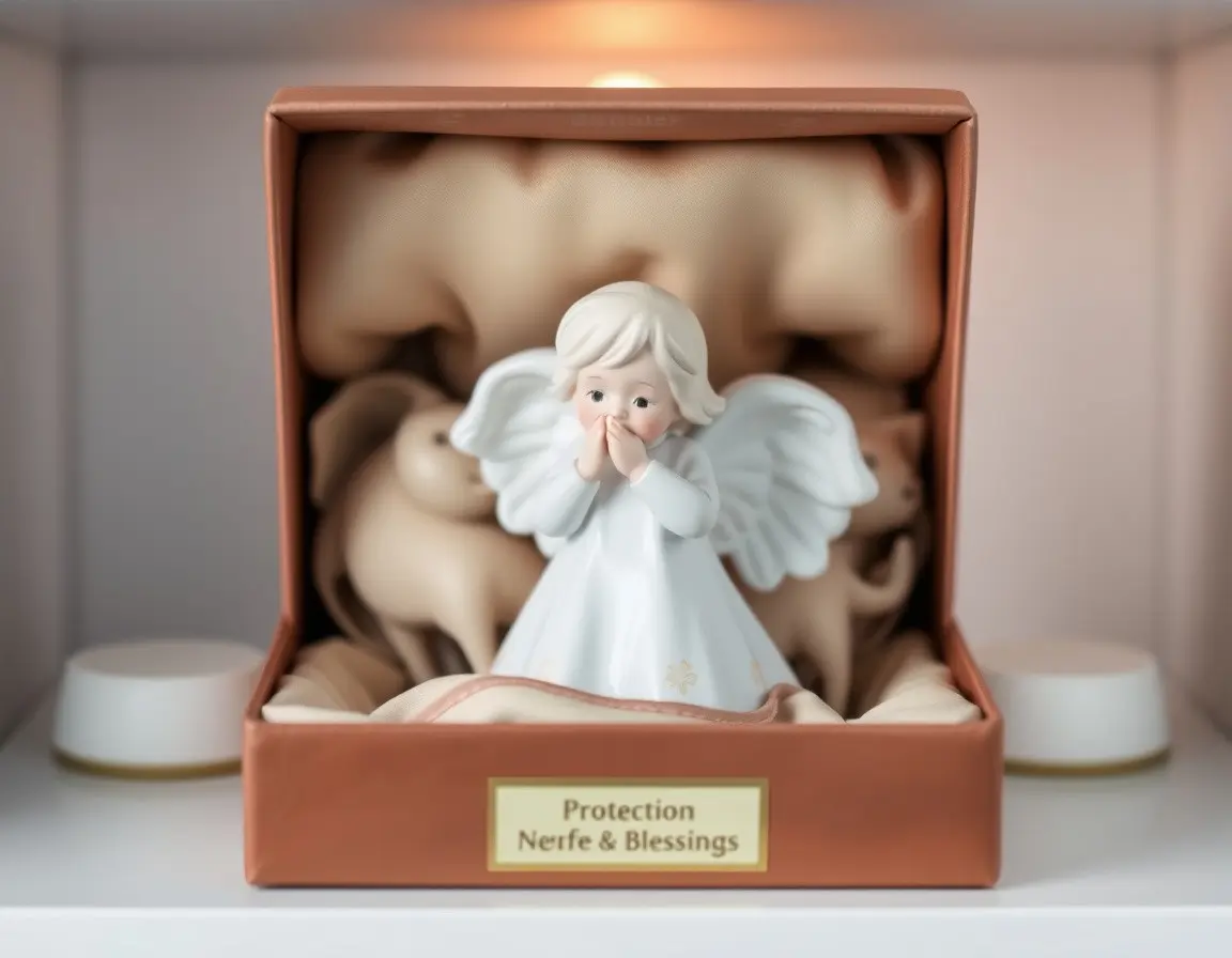 Figurine d'ange gardien en porcelaine
