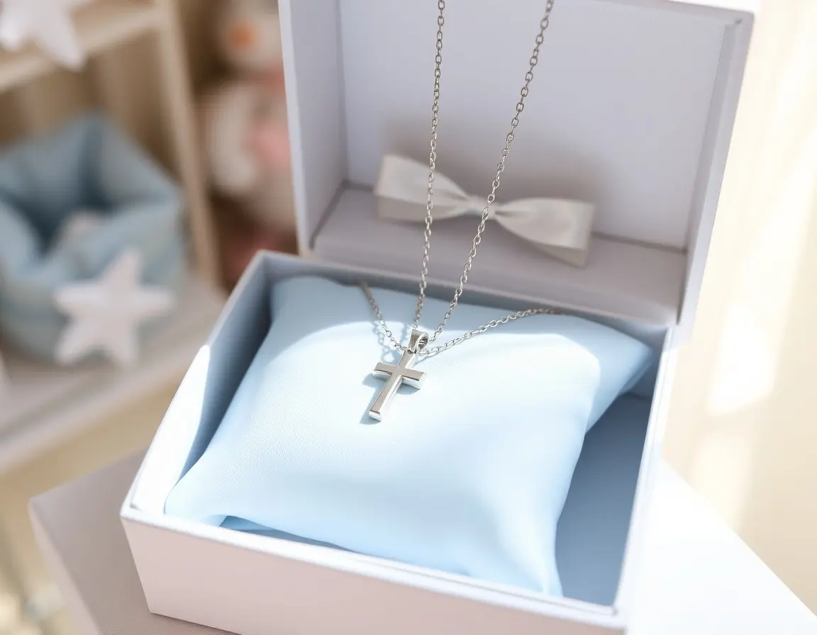 Pendentif croix en argent sterling pour bébé