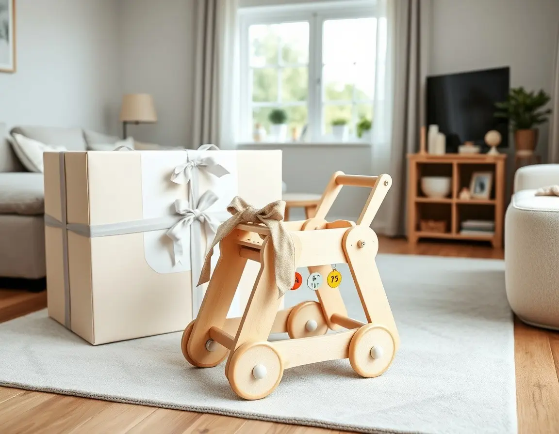 Chariot de Marche en Bois avec Activités