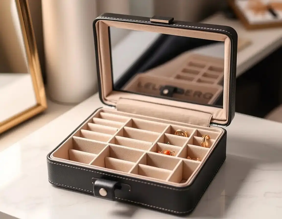 Boîte de Rangement à Bijoux en Cuir PU