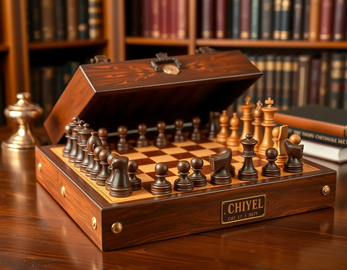 Jeu d'Échecs et de Dames en Bois de Luxe