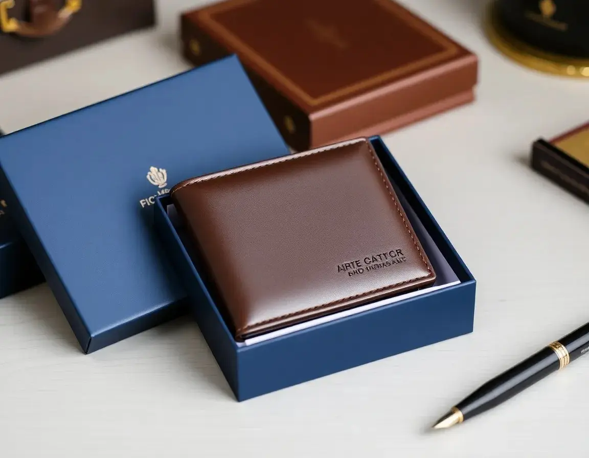 Portefeuille Pliant en Cuir Véritable