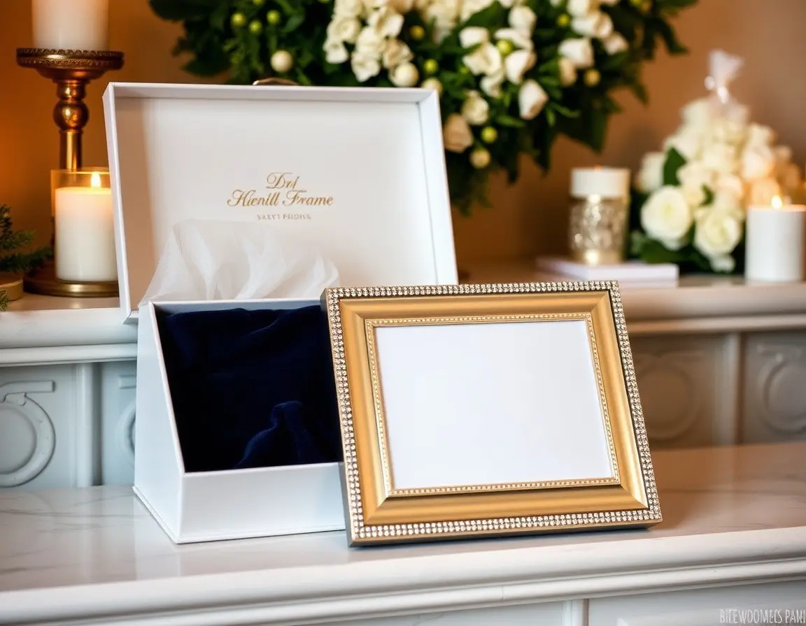 Cadre photo élégant plaqué argent pour couple